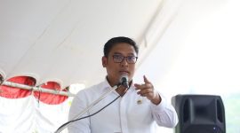 Wamentan Sudaryono meninjau gudang Bulog untuk memastikan ketersediaan beras nasional aman. (Dok. Kementan)

