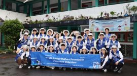 Group photo of the KT&G Social Welfare Foundation’s “Sangsang Withus” overseas college student volunteers in Bogor, Indonesia.